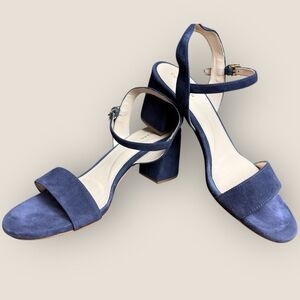 COLE HAAN Josie Block Heel Sandal in Navy Suede | US Size 8.5